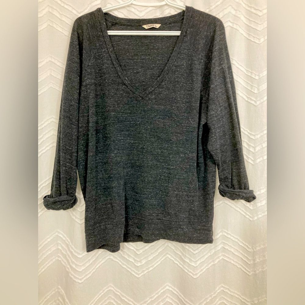 Aritzia TNA 3/4 roll sleeve sweater. Charcoal colour, size large